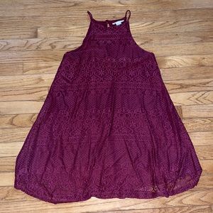 Maroon lace halter top dress